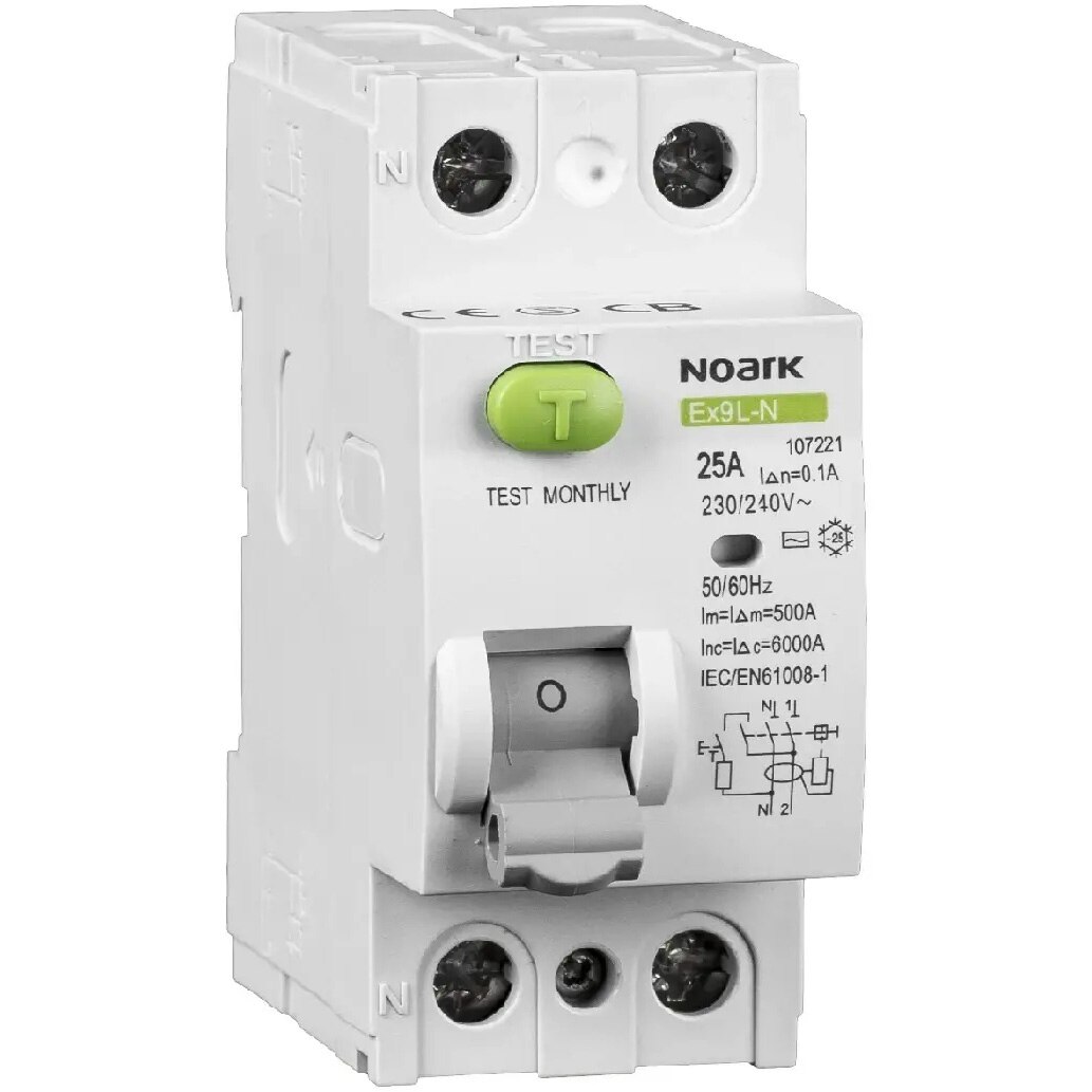 Fotografie Siguranta electrica automata diferentiala Noark 108348, 2P, 30mA, 6kA, 30mA, tip A, 16A