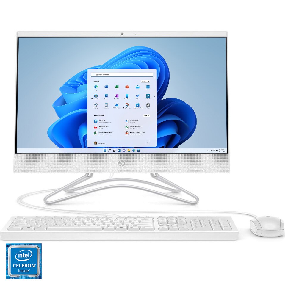 Fotografie Sistem All-in-One HP cu procesor Intel® Celeron® J4025 pana la 2.90 GHz, 20.7", Full HD, 4GB DDR4, 256GB SSD, Intel® UHD Graphics 600, Windows 11 Home, Snow White