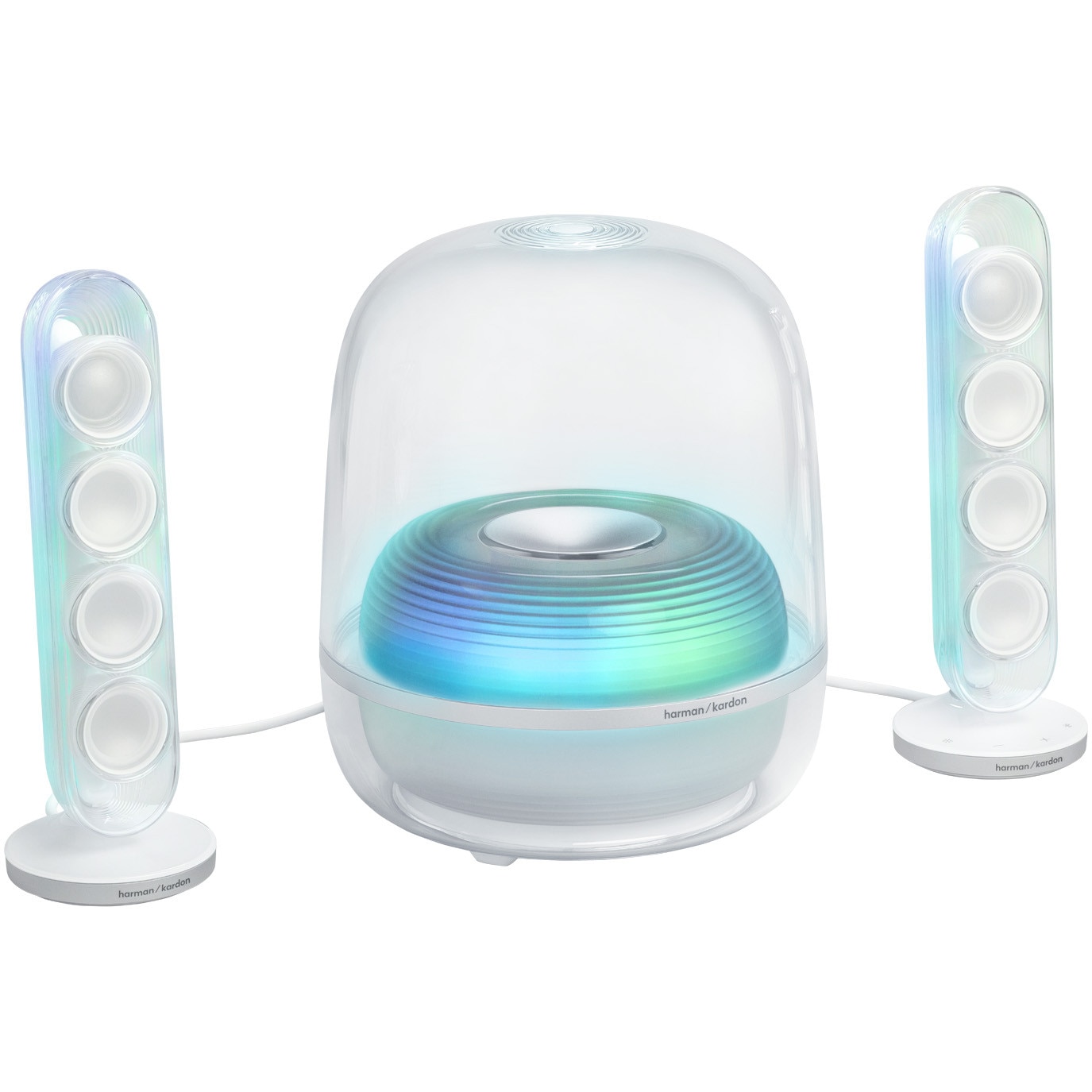 Fotografie Sistem audio 2.1 Harman Kardon Soundsticks 5, 190W, Bluetooth, HDMI ARC, Auracast, Alb