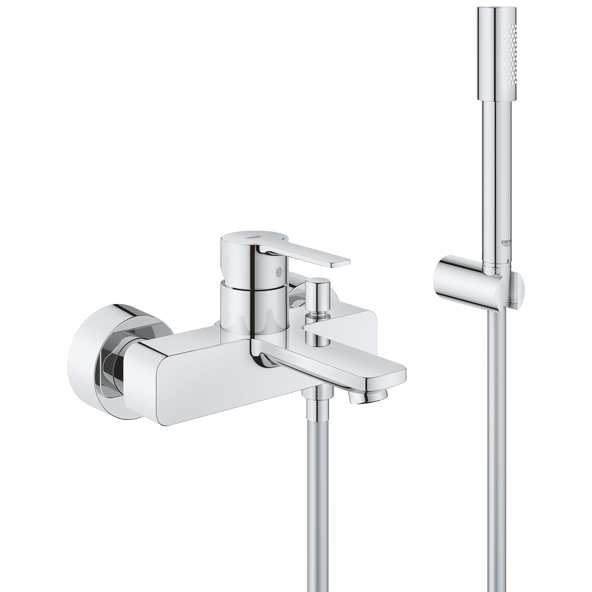 Fotografie Sistem de cada Grohe Lineare, monocomanda, cartus ceramic, aerator, para dus inclusa, diverter, limitator temperatura, crom