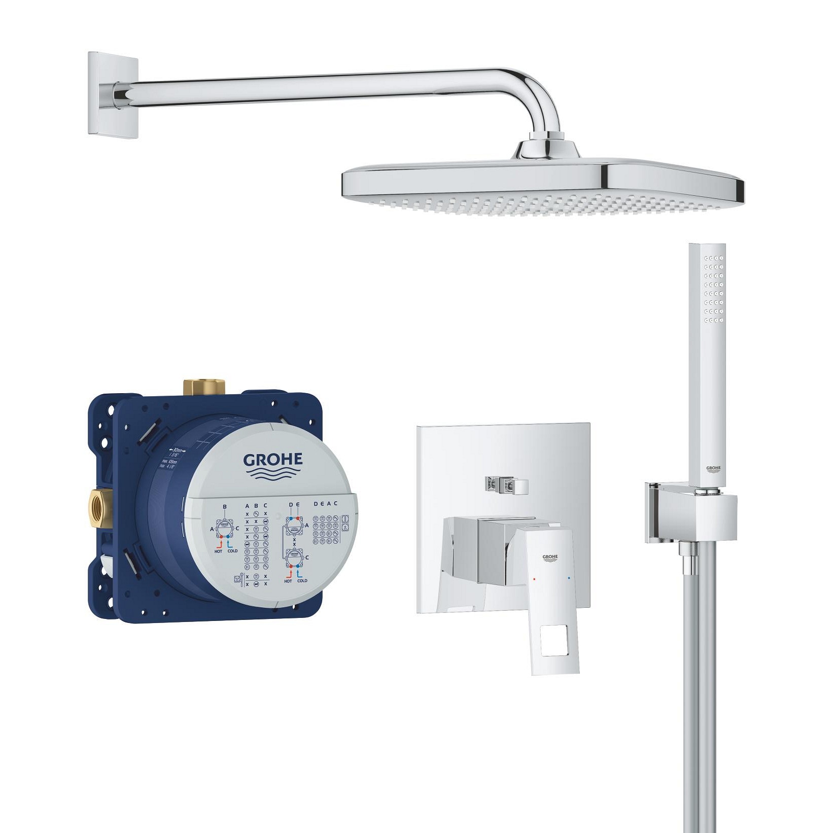 Fotografie Sistem de dus Grohe Eurocube 25289000, 1/2'', incastrat, 250 mm, 1 functie, crom