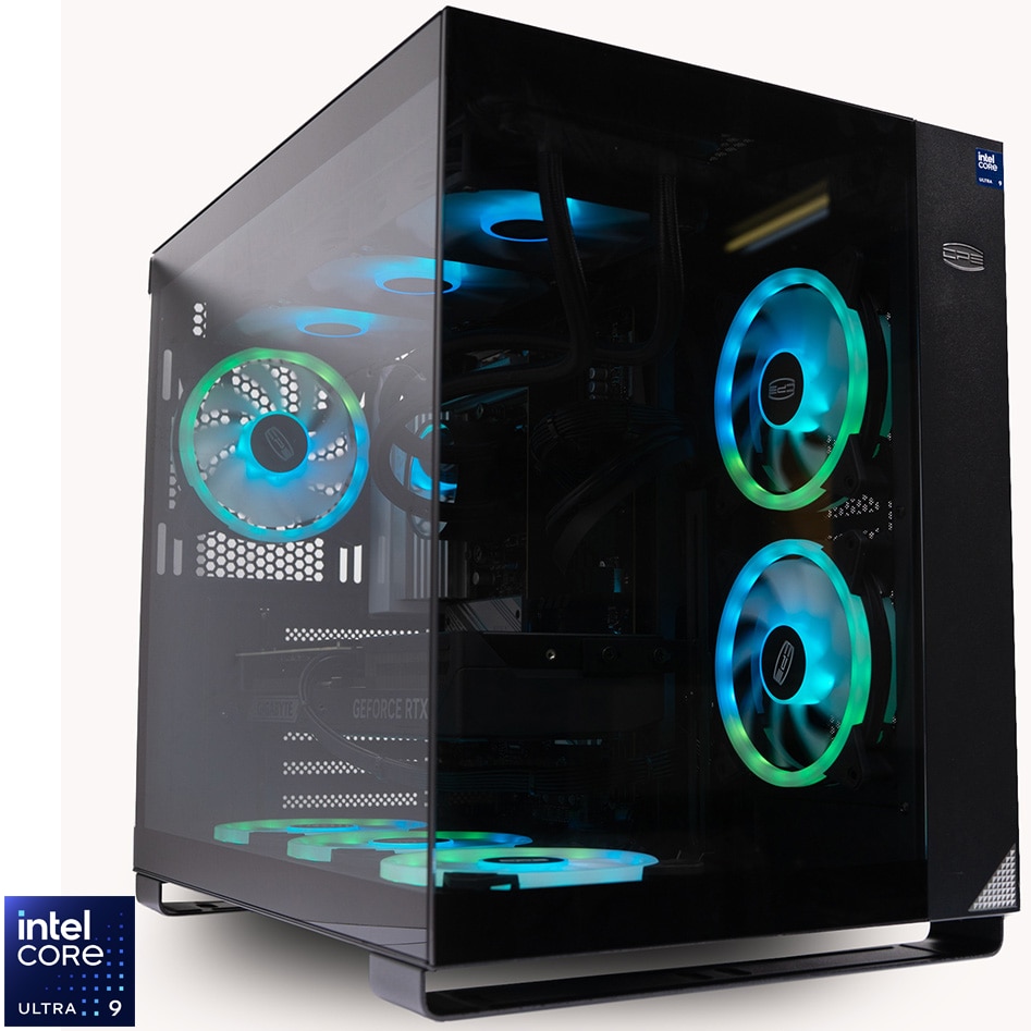Fotografie Sistem Desktop PC Gaming Spacer Phantom cu procesor Intel® Core™ Ultra 9 285K pana la 5.7GHz, Racire pe lichid, 32GB DDR5, 2TB SSD, Gigabyte GeForce RTX™ 5080 WINDFORCE OC SFF 16GB GDDR7, No OS, Negru