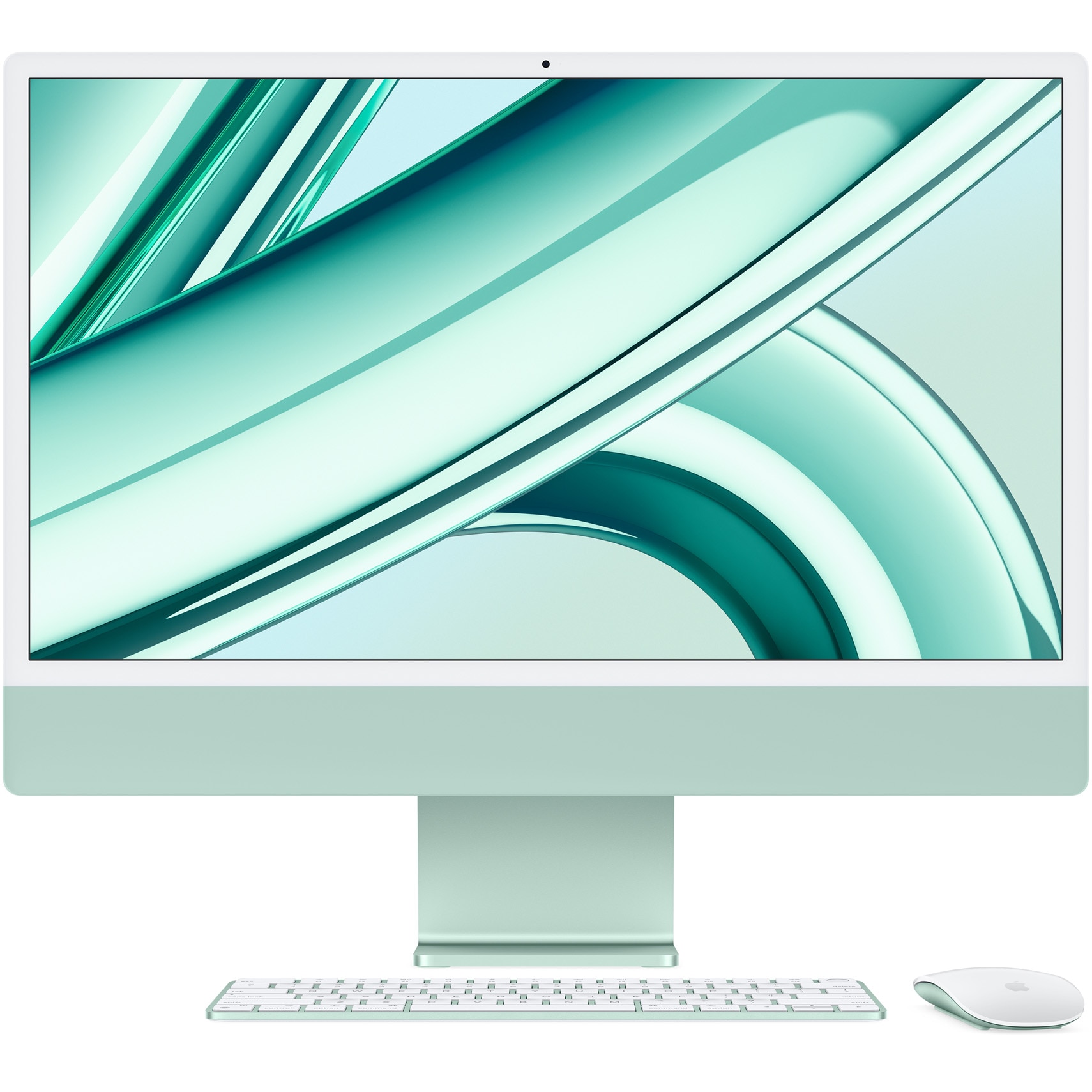 Fotografie Sistem Desktop PC iMac 24" cu procesor Apple M3, 8 nuclee CPU si 8 nuclee GPU, 24", Retina 4.5K, 16GB, 512GB SSD, Green, INT KB