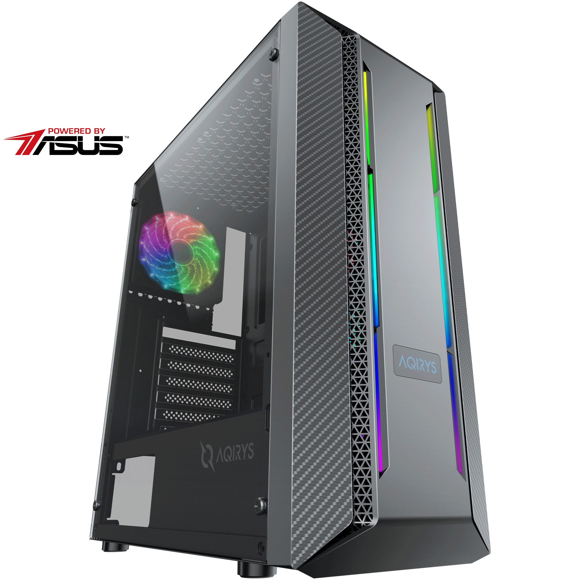 Fotografie Sistem Desktop PC Serioux Powered by ASUS cu procesor AMD Ryzen™ 5 2400G pana la 3.9 GHz, 16GB DDR4, 512GB SSD M.2, PULSE AMD Radeon™ RX 6600 8GB GDDR6, No OS, Black