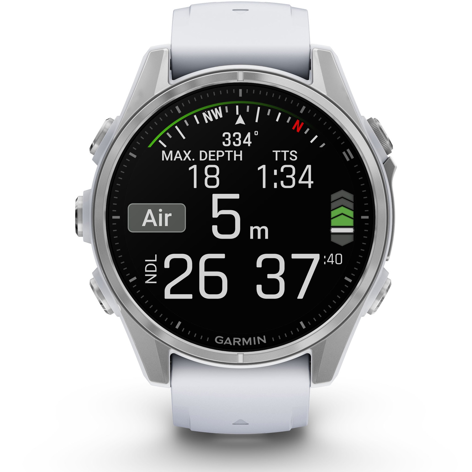 Fotografie Smartwatch Garmin fenix 8, 43mm, AMOLED, Glass, Otel inoxidabil, Silver, Whitestone Silicone Band