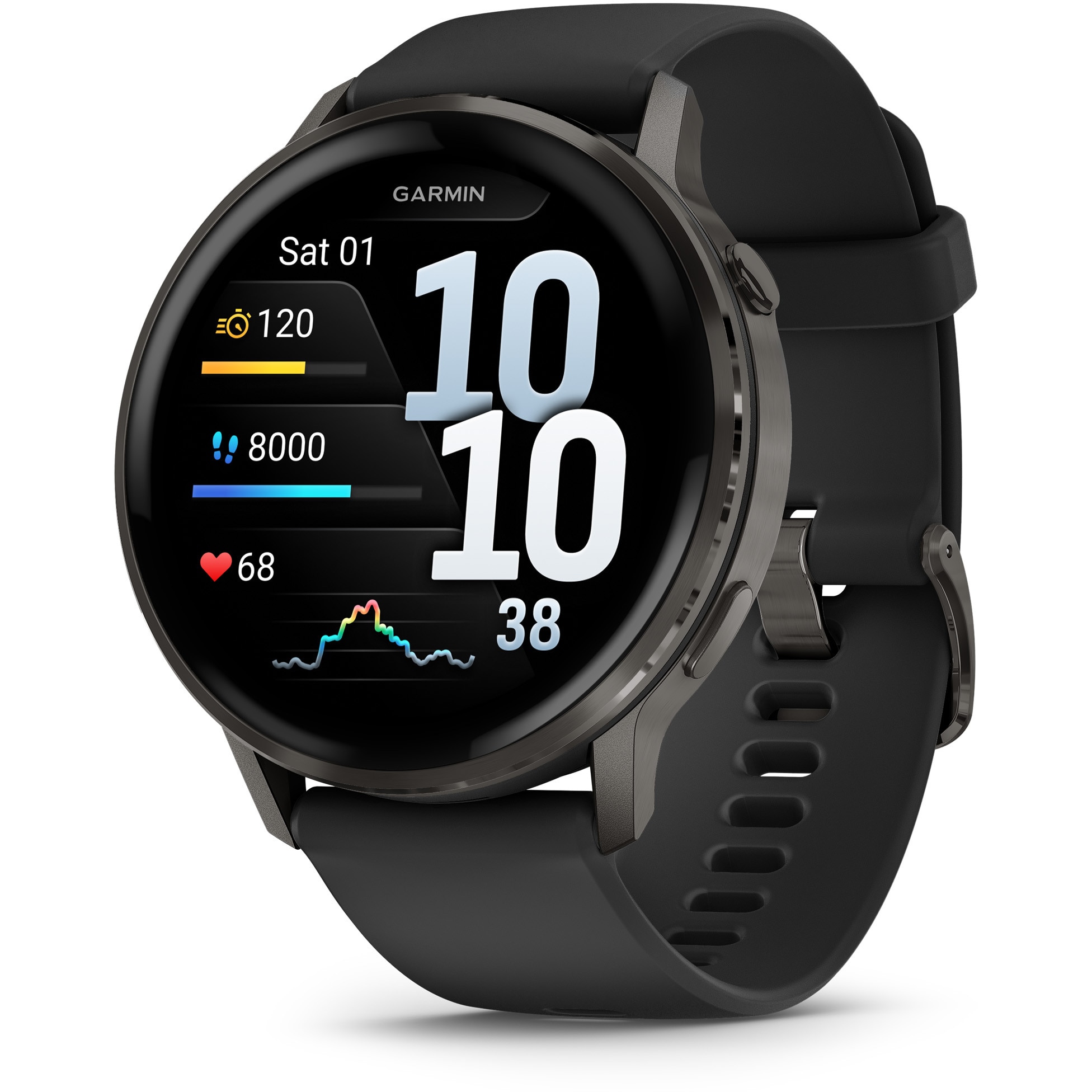 Fotografie Smartwatch Garmin Venu 4, 45mm, AMOLED, GPS, Wi-Fi, Android/iOS, silicon, Slate/Black