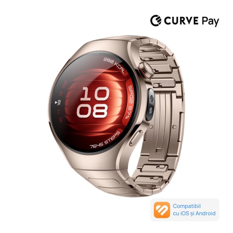 Fotografie Smartwatch HUAWEI Watch 5 42mm, Sand Gold 904L Stainless Steel Case with Sand Gold Titanium Strap, Health Glance, GPS
