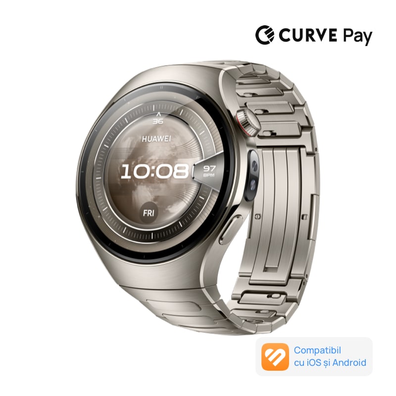 Fotografie Smartwatch HUAWEI Watch 5 46mm, Aerospace-Grade Titanium Case with Titanium Strap, Health Glance, GPS