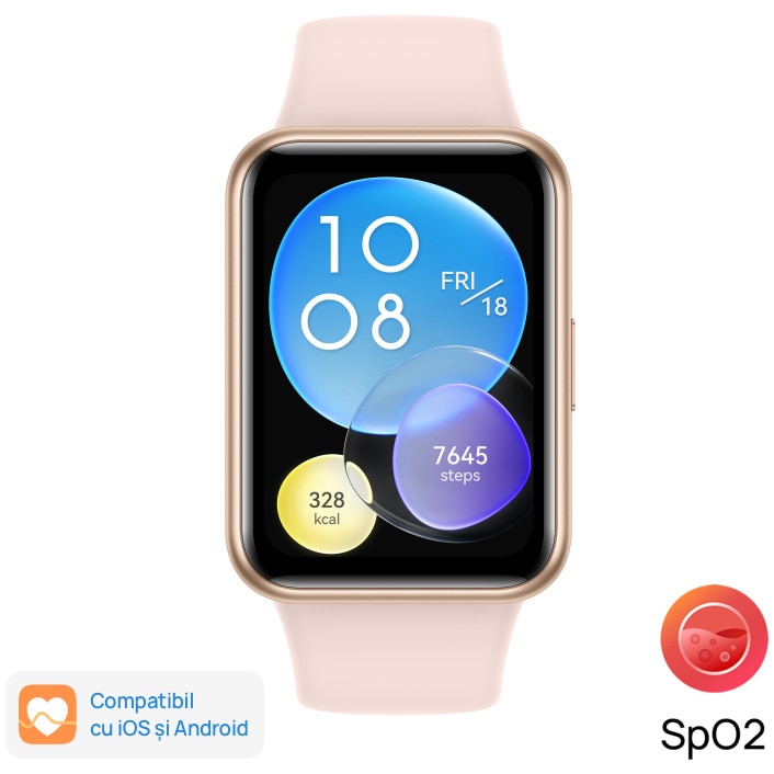 Fotografie Smartwatch Huawei Watch Fit 2, Silicone Strap, Sakura Pink