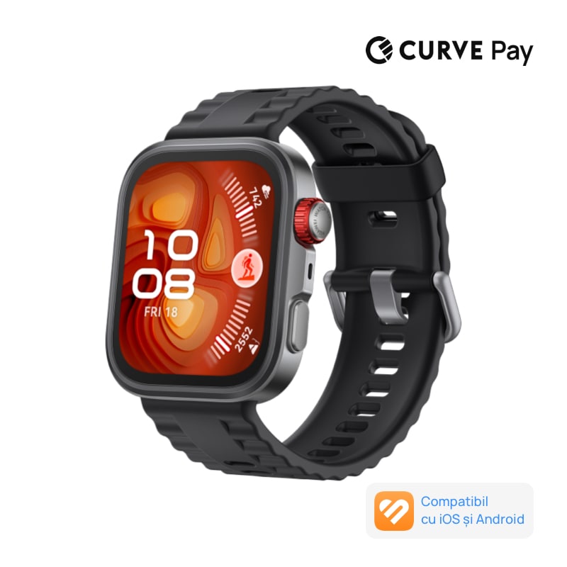Fotografie Smartwatch HUAWEI Watch Fit 4 Pro, Black Body with Black Fluoroelastomer Strap