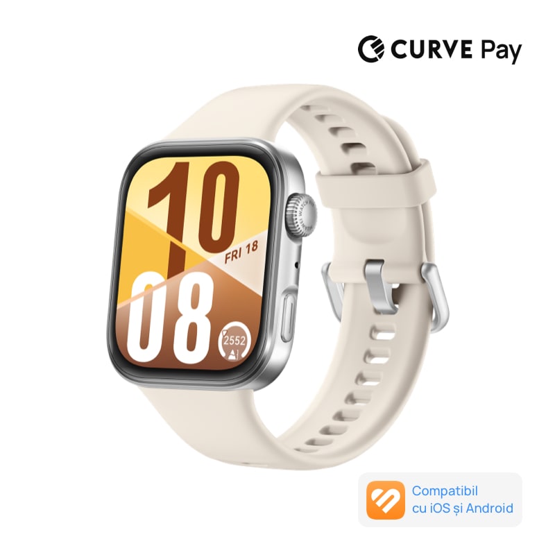 Fotografie Smartwatch HUAWEI Watch Fit 4, Silver Body with White Fluoroelastomer Strap