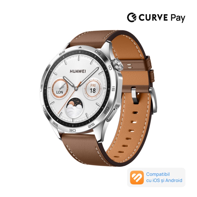 Fotografie Smartwatch Huawei Watch GT 4, 46mm, Brown Leather Strap