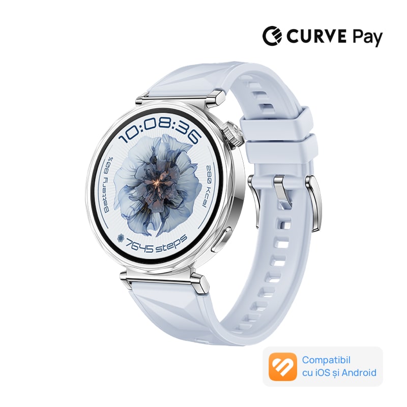Fotografie Smartwatch Huawei Watch GT 5, 41MM, Tarnish Stainless Steel Case, Blue Fluoroelastomer Strap