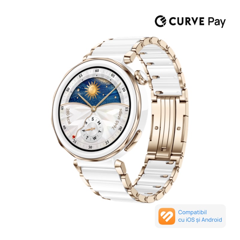 Fotografie Smartwatch Huawei Watch GT 5 Pro, 42MM, Auriu, Alb