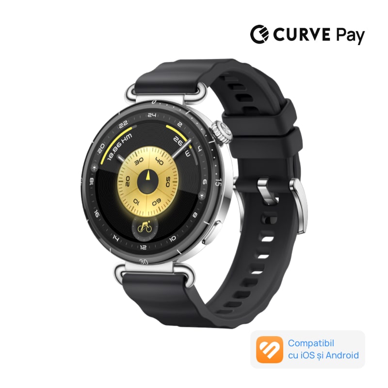 Fotografie Smartwatch Huawei Watch GT 6, 41MM, Black Stainless Steel Case, Black Fluoroelastomer Strap