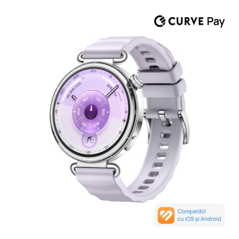 Fotografie Smartwatch Huawei Watch GT 6, 41MM, Steel Stainless Steel Case, Purple Fluoroelastomer Strap