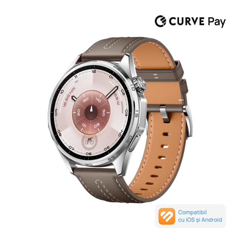 Fotografie Smartwatch Huawei Watch GT 6, 46MM, Steel Stainless Steel Case, Grey Composite Leather Strap
