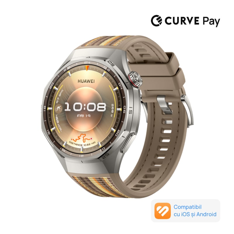 Fotografie Smartwatch Huawei Watch GT 6 Pro, 46MM, Titanium Alloy Case, Brown Woven Strap