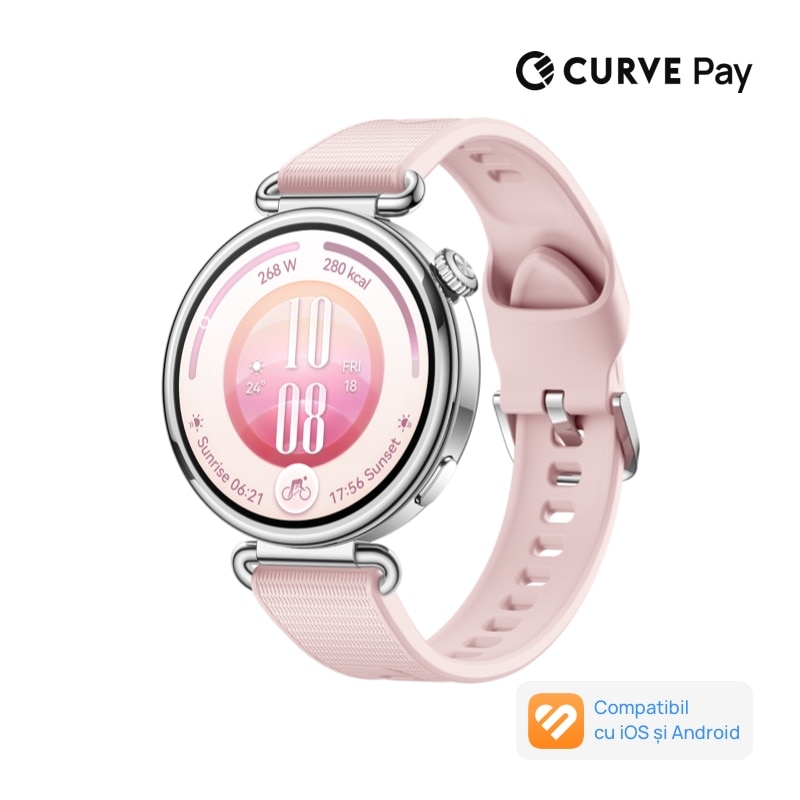 Fotografie Smartwatch Huawei Watch GT 7, 41MM, Steel Stainless Steel Case, Pink Fluoroelastomer Strap