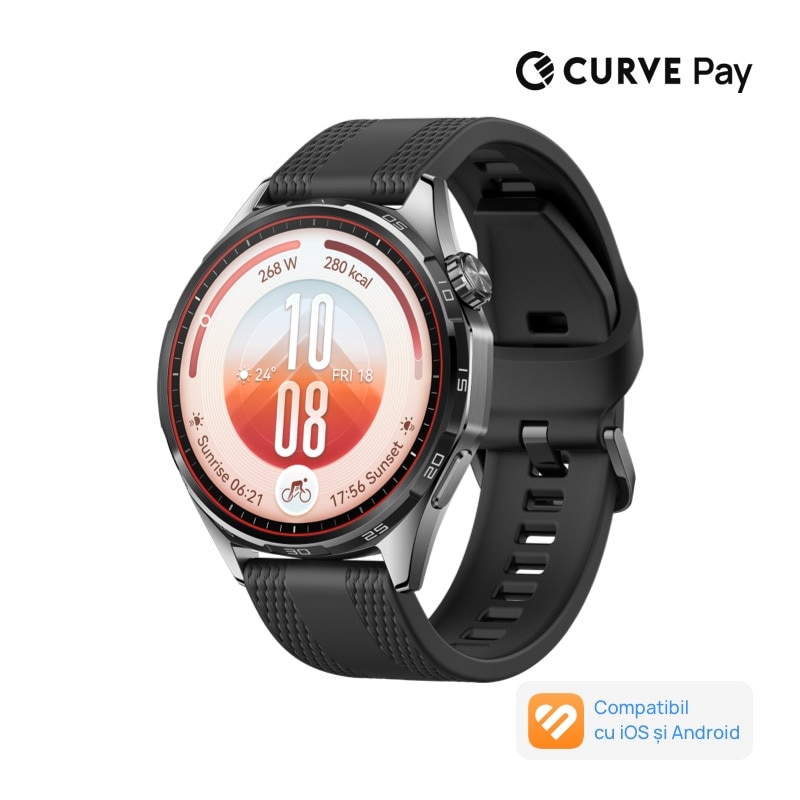 Fotografie Smartwatch Huawei Watch GT 7, 46MM, Black Stainless Steel Case, Black Fluoroelastomer Strap