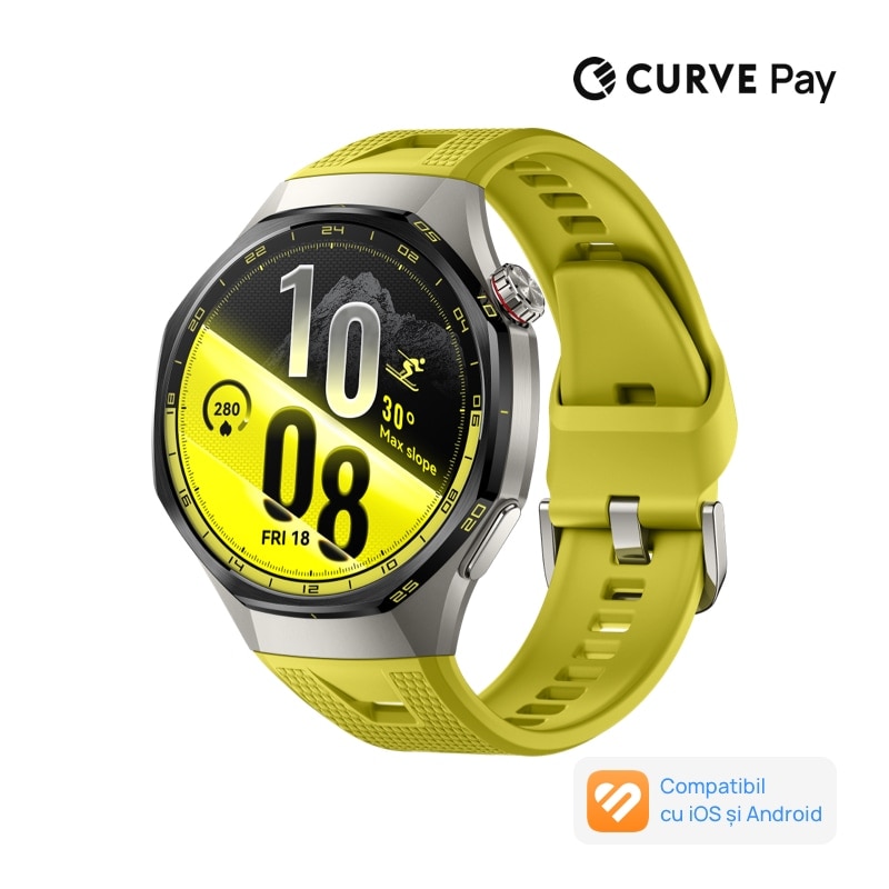 Fotografie Smartwatch Huawei Watch GT 7 Pro, 46MM, Titanium Alloy Case, Yellow Fluoroelastomer Strap