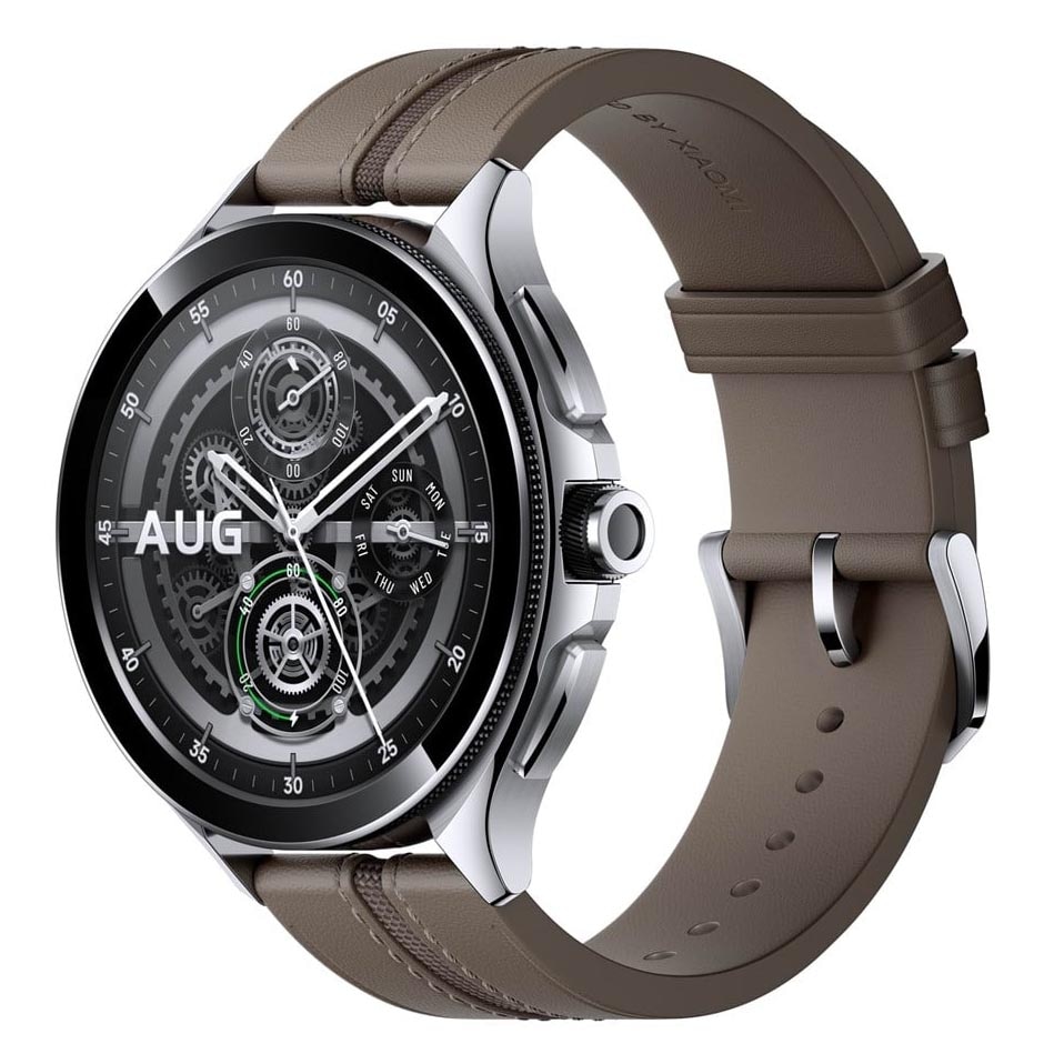 Fotografie Smartwatch Xiaomi Watch 2 Pro, 4G LTE, Silver Case, Brown Leather Strap