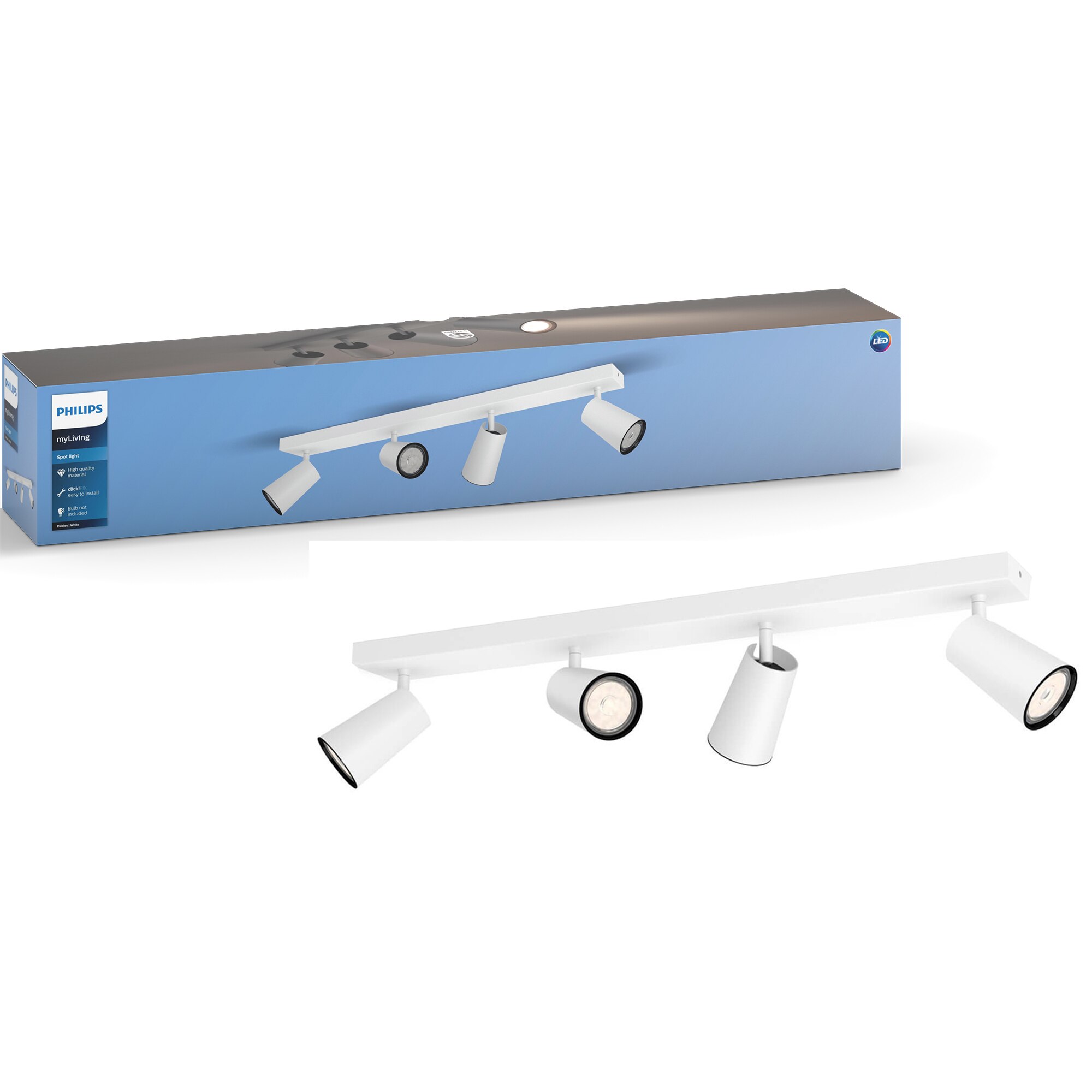 Fotografie Spot LED luminos Philips myliving Paisley, 4xGU10, 5.5W, IP20, metalic, Alb