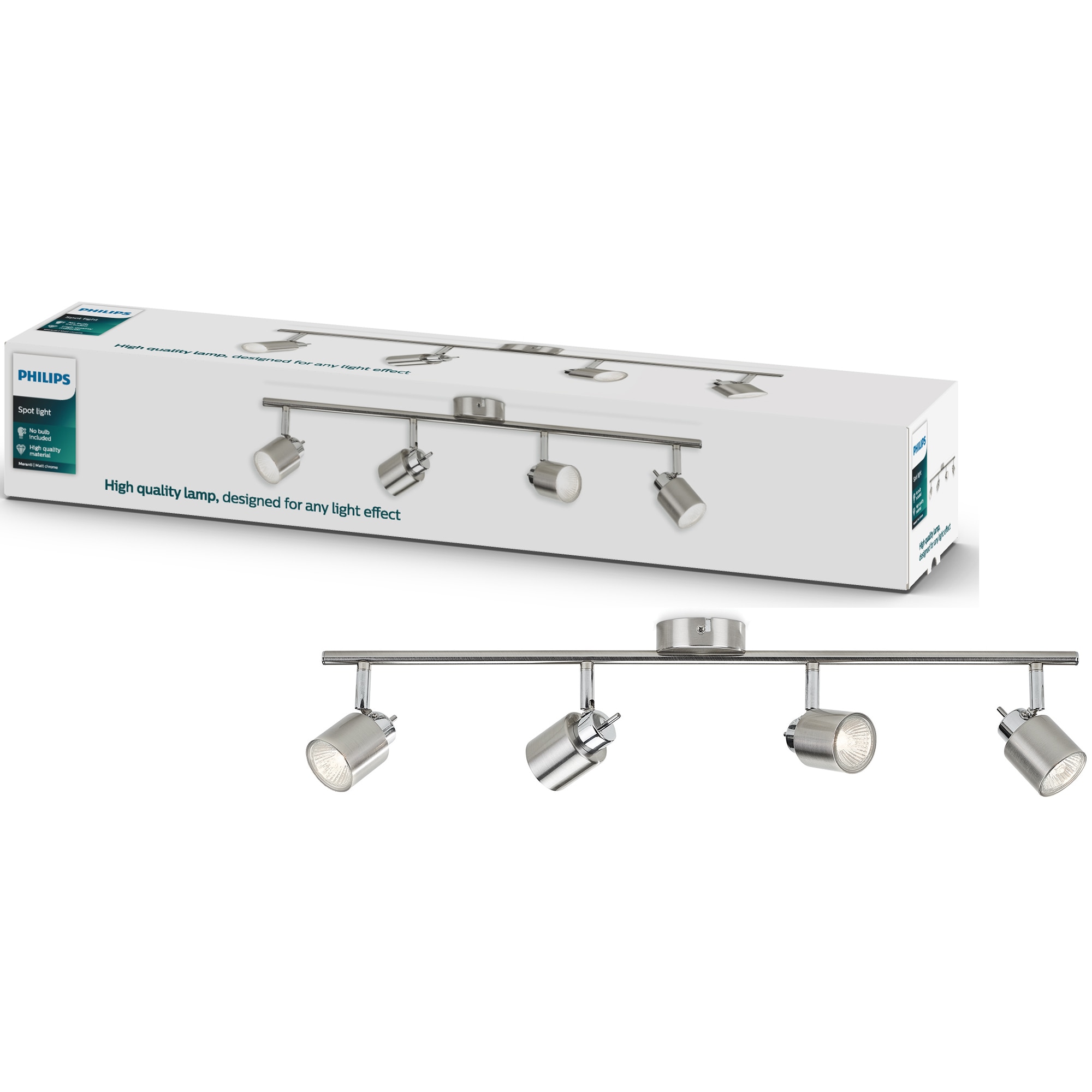 Fotografie Spot luminos Philips Essentials Meranti, 4xGU10, IP20, 10x69x15.5cm, Crom mat