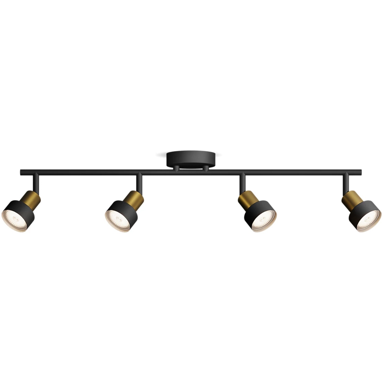 Fotografie Spot Philips Conduit, 4xGU10, max. 5W, montare plafon/perete, IP20, 11x69x13 cm, Metal, Negru/Alama