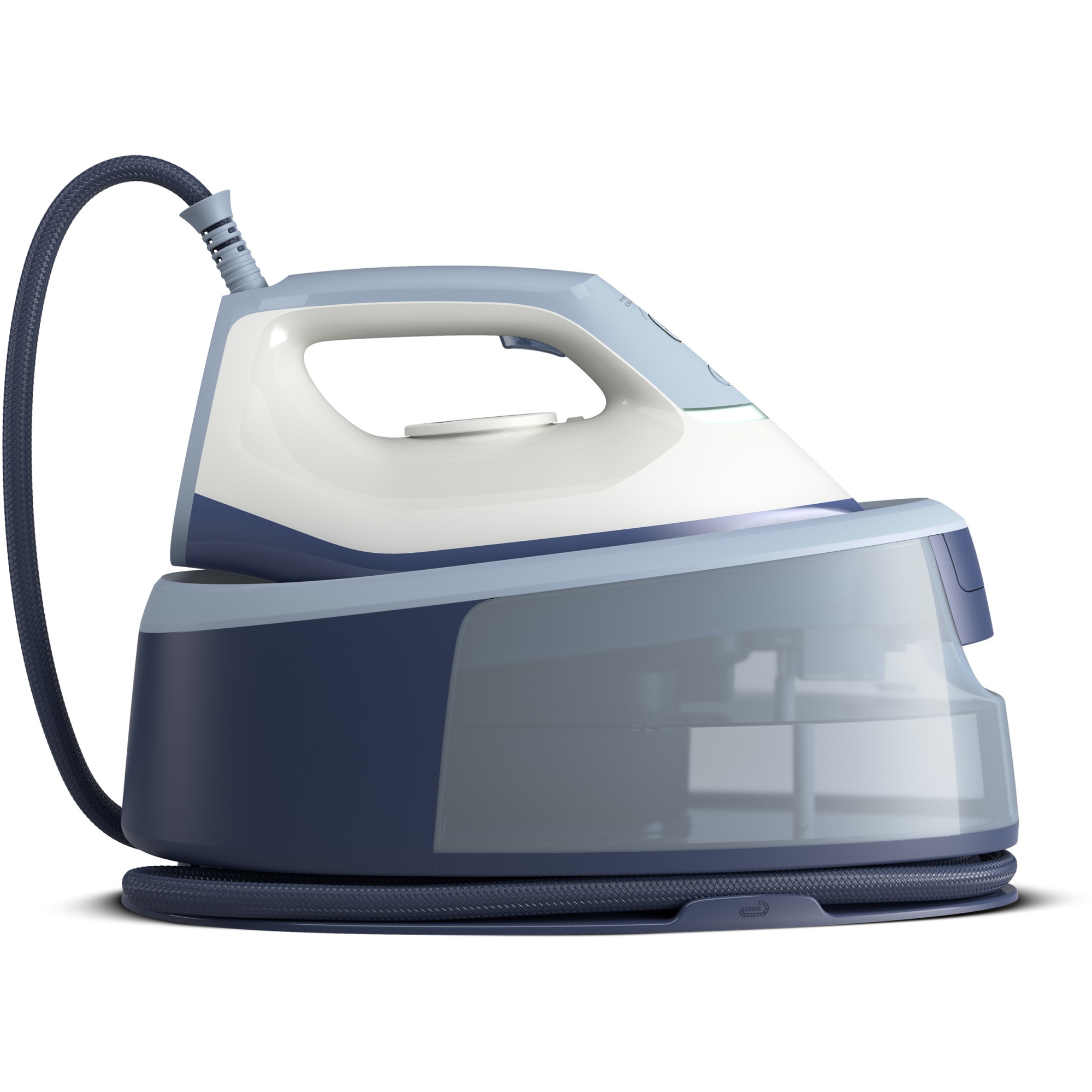 Fotografie Statie de calcat cu abur Philips seria 3000 PSG3000/20, 2400 W, 6 bari, jet de abur continuu 120 g/min, jet de abur 350 g, Talpa ceramica, Rezervor de apa detasabil de 1.4 l, Oprire automata, sistem de detartrare Smart Calc Clean