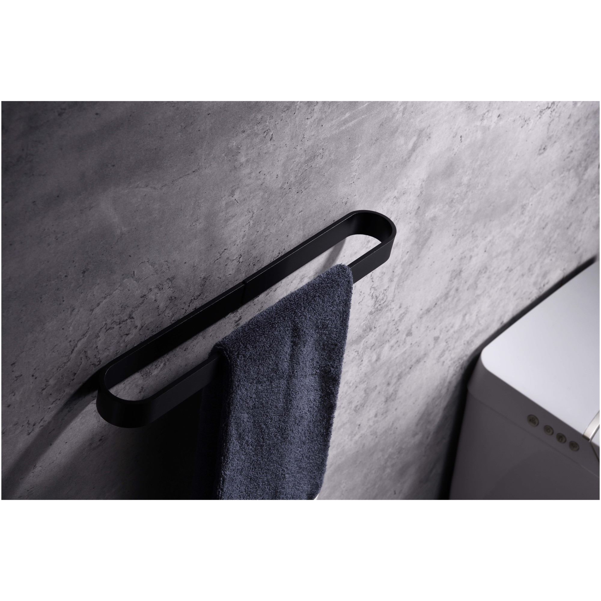 Fotografie Suport prosoape Aquasanit EVOLUTION, 40 cm, aluminiu negru mat, montaj cu banda dublu adeziva (inclusa)