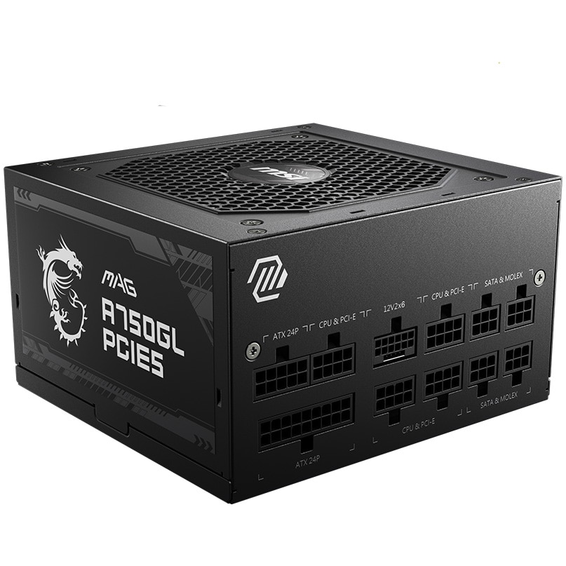 Fotografie Sursa MSI MAG A750GL PCIE5, 80 Plus Gold, 750W, PCIe 5.0, Full Modulara, Negru