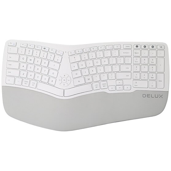 Fotografie Tastatura ergonomica wireless/bluetooth Delux GM902, acumulator inclus, alb