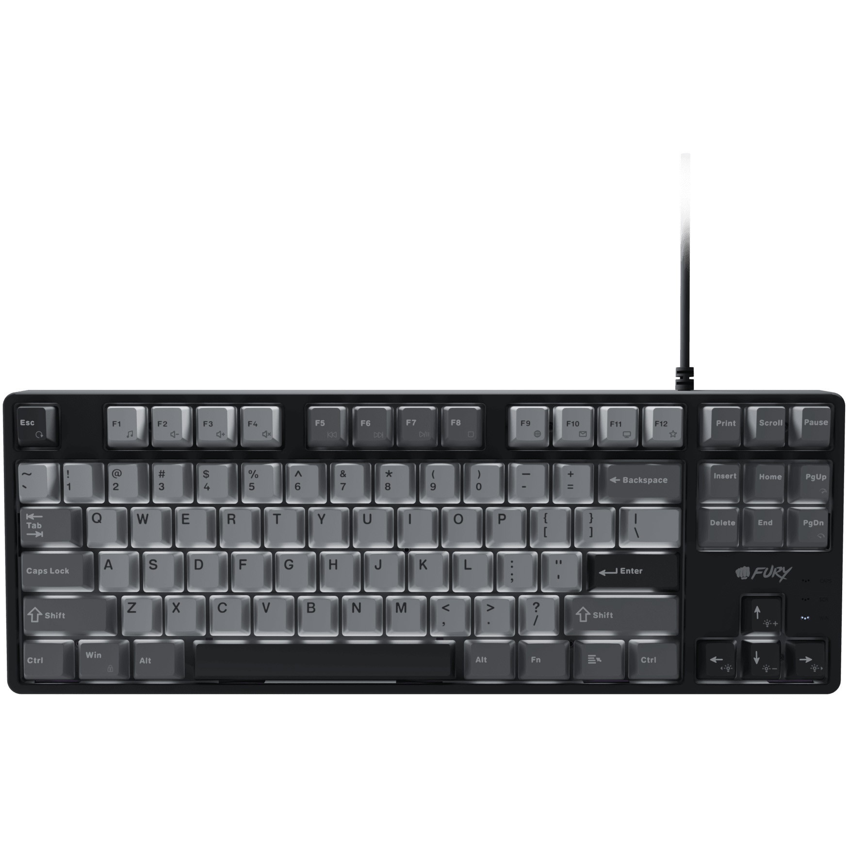 Fotografie Tastatura gaming mecanica cu fir Fury Kanabo K2 TKL (80%), iluminare,lungime cablu 160cm, gri-negru