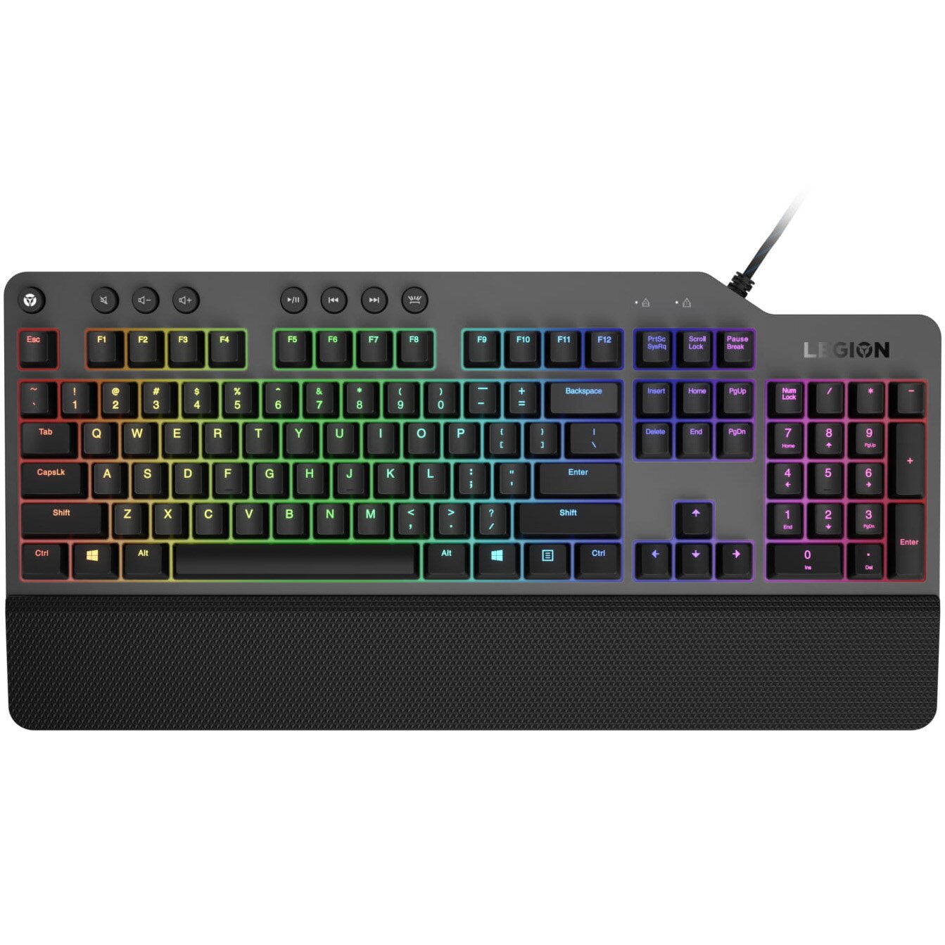 Fotografie Tastatura gaming mecanica Lenovo Legion K500, iluminare RGB, switch Red, taste multimedia, Iron Grey