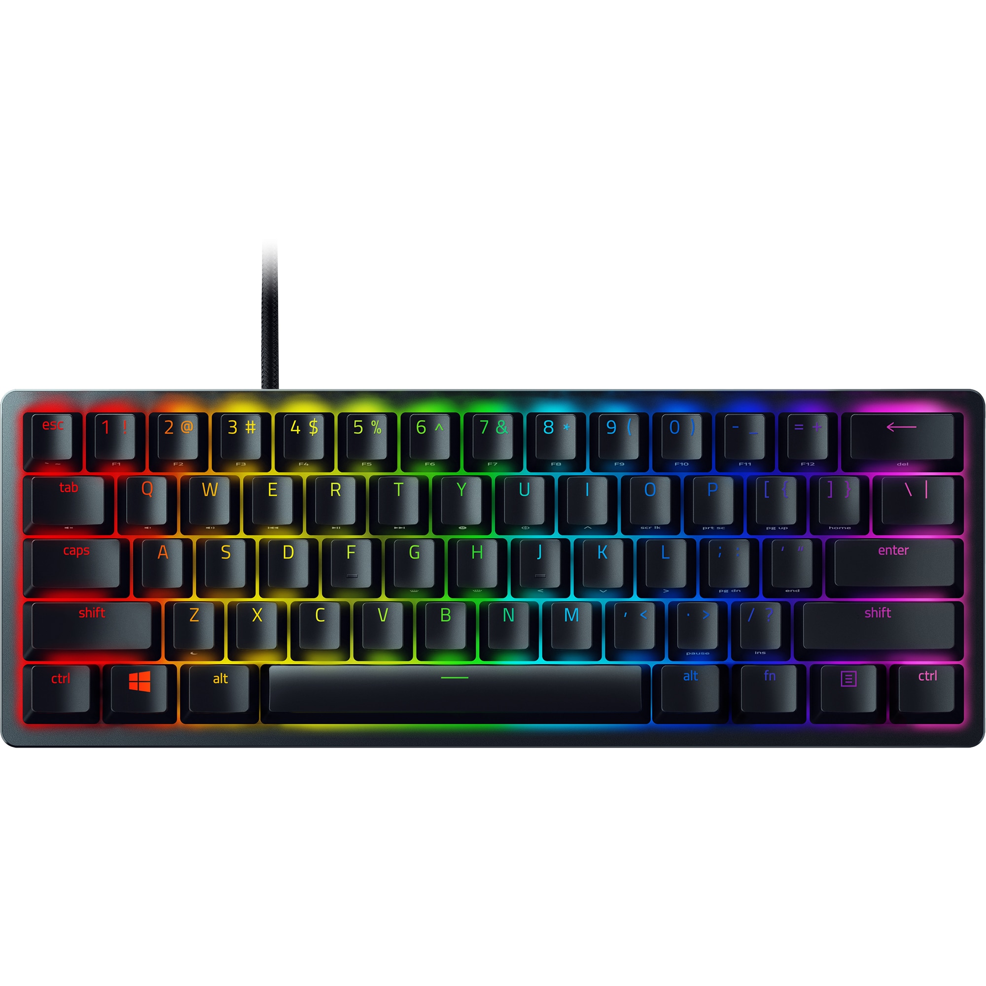 Fotografie Tastatura gaming mecanica Razer Huntsman Mini, iluminare Chroma RGB, switch optic Purple, Negru