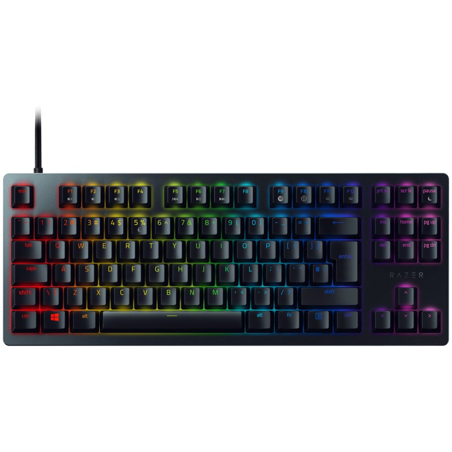 Fotografie Tastatura gaming mecanica Razer Huntsman Tournament Edition, iluminare Chroma RGB, switch optic liniar, Layout Intl. US, Negru