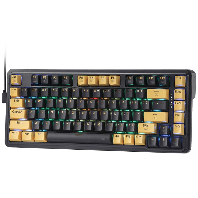 Fotografie Tastatura gaming mecanica Redragon Elf PBT, switch-uri portocalii, iluminare RGB, Negru