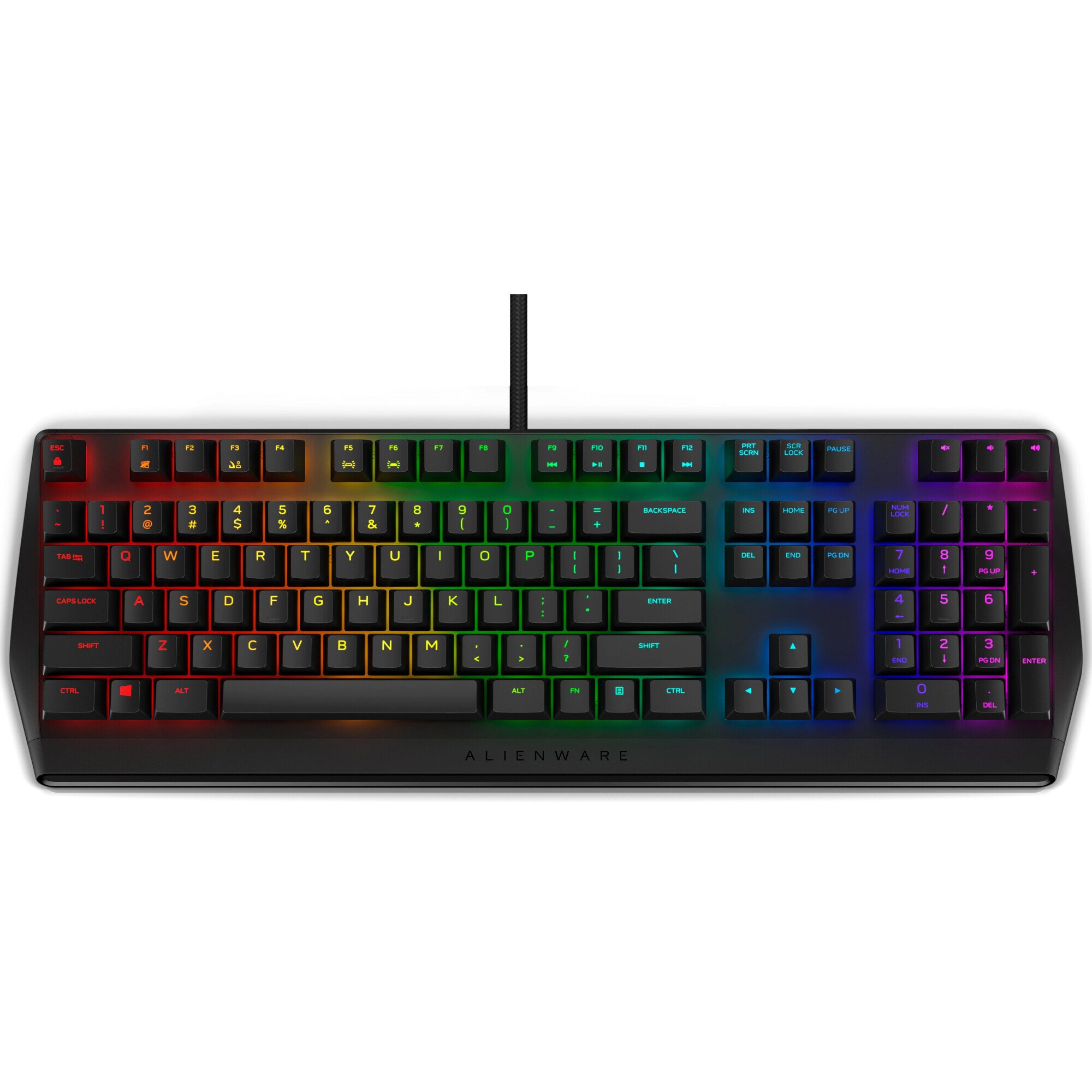Fotografie Tastatura mecanica gaming Alienware 410K, iluminare RGB AlienFX, switch tactil Cherry MX Brown, Negru