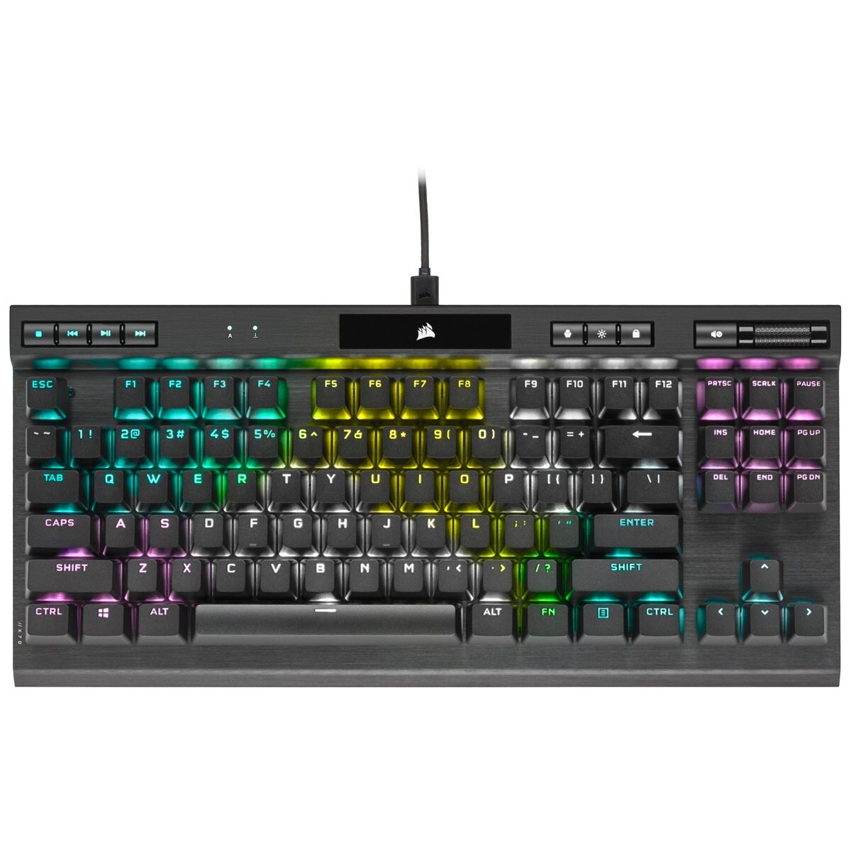 Fotografie Tastatura mecanica gaming Corsair K70 TKL, iluminare RGB, cablu detasabil USB-C, Switch Cherry MX Red, Negru