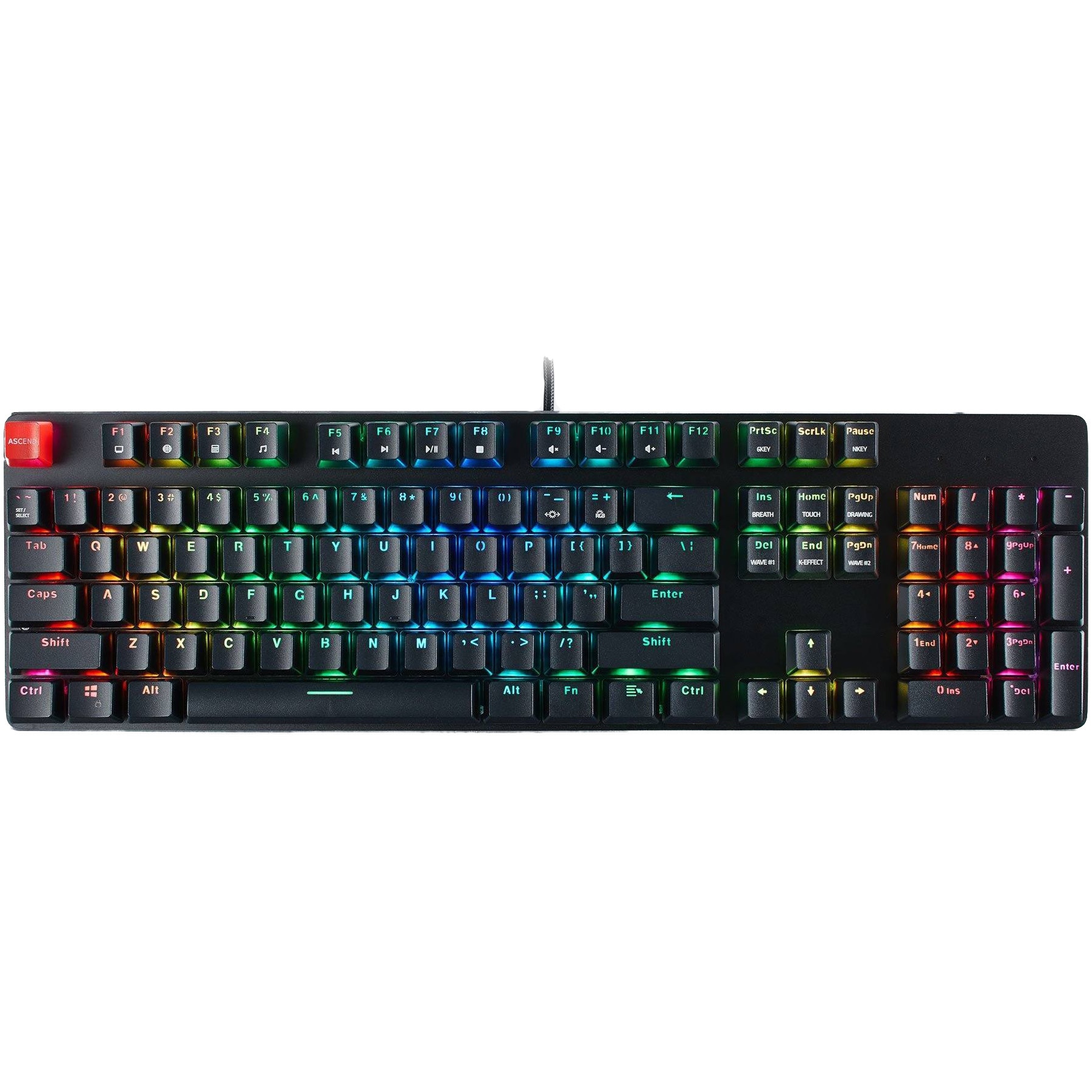 Fotografie Tastatura mecanica gaming Glorious PC Gaming Race GMMK Full-Size, iluminare RGB, switch Gateron Brown, US-Layout, Negru