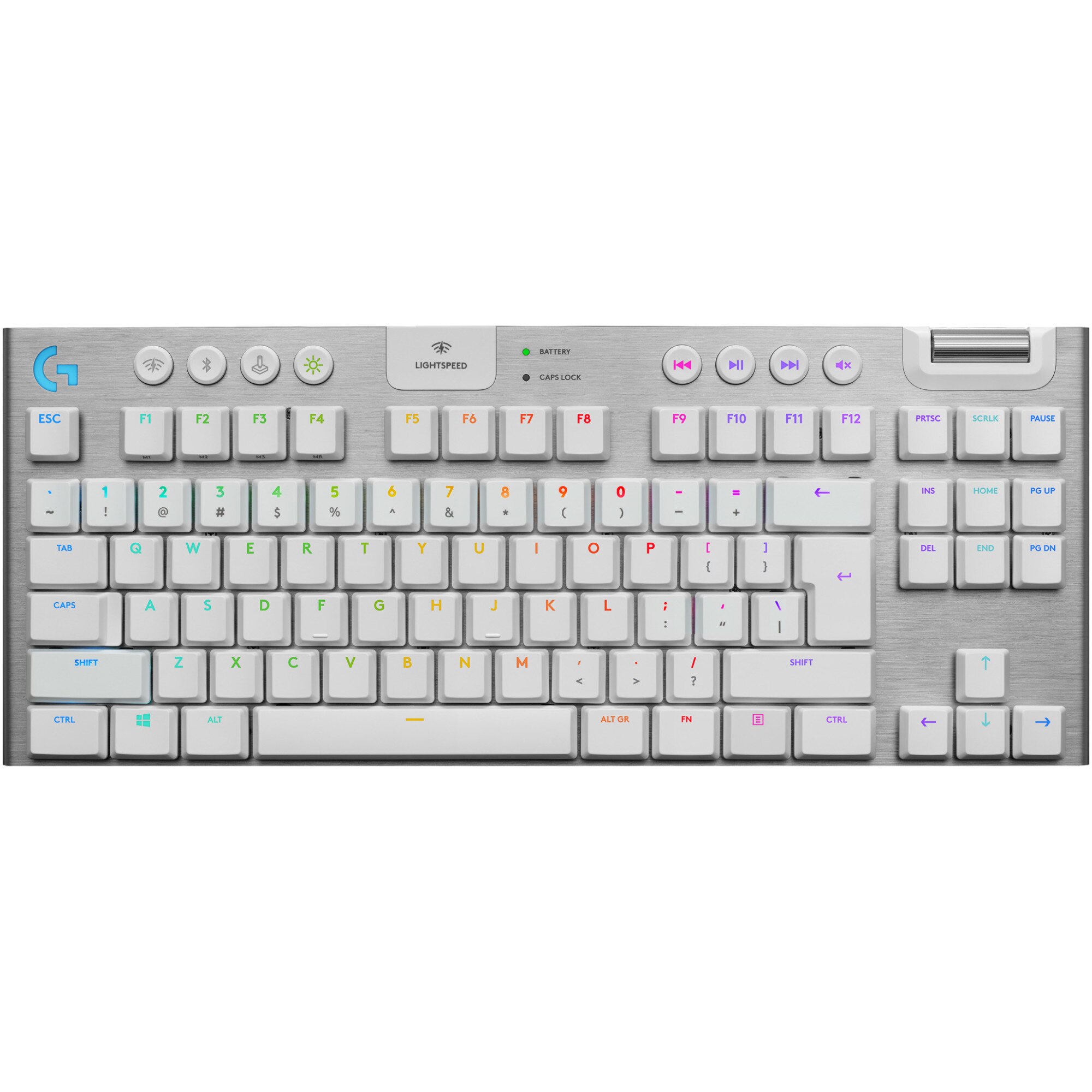 Fotografie Tastatura mecanica gaming Logitech G915 TKL, Ultraslim, Lightspeed Wireless 2.4GHz&Bluetooth, Lightsync RGB, Switch Tactil, Alb