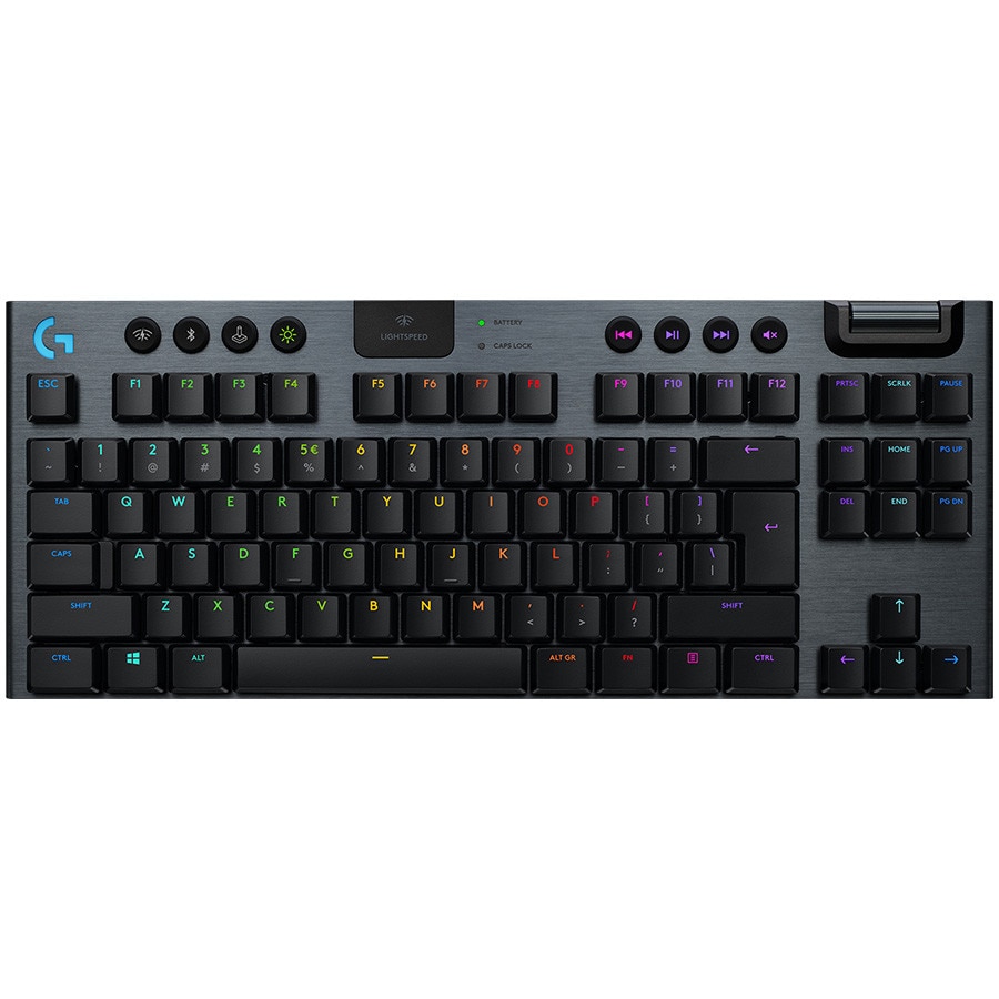 Fotografie Tastatura Mecanica Gaming Logitech G915 X TKL, Clicky, LightSpeed, Low-Profile, Wireless, Negru
