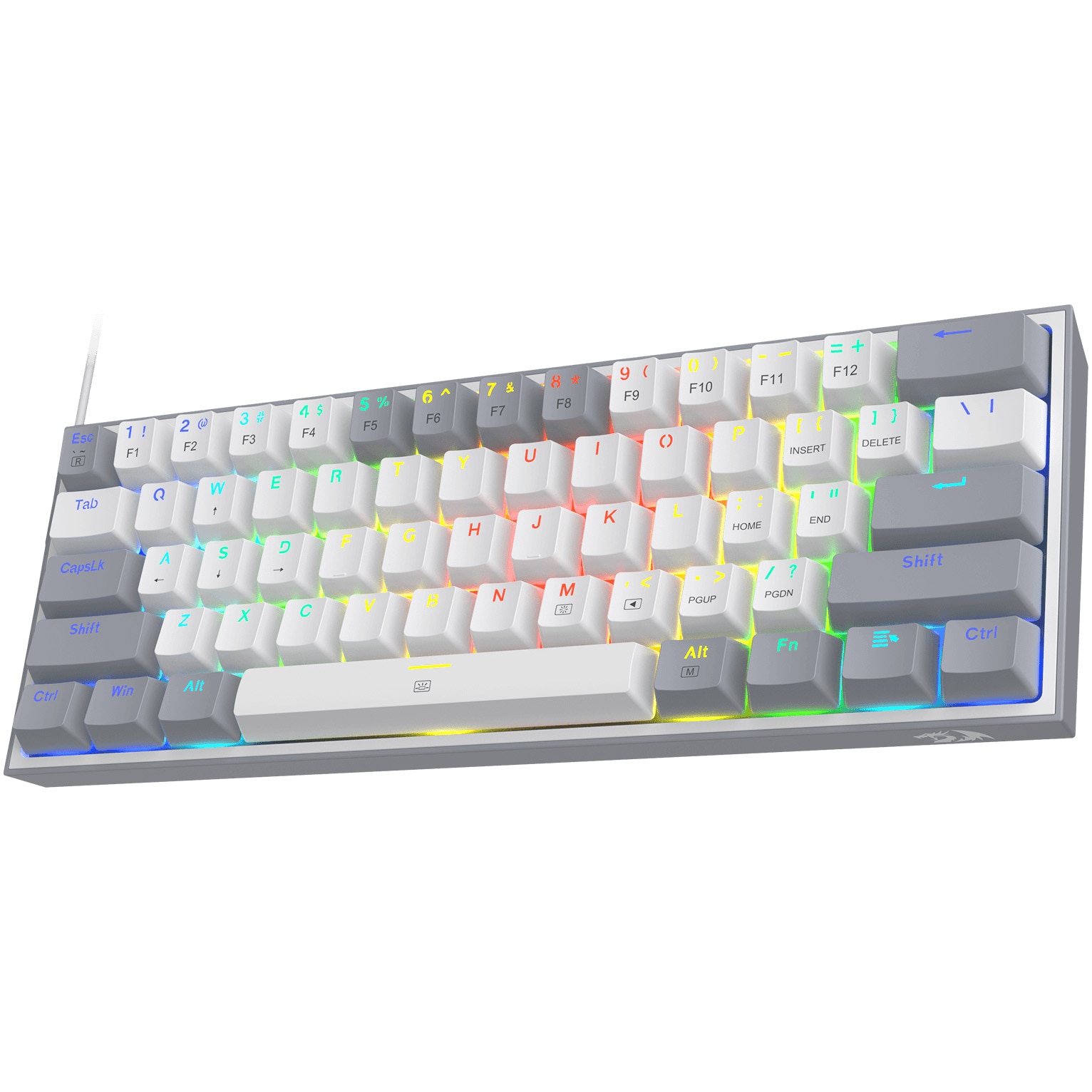 Fotografie Tastatura mecanica gaming Redragon Fizz Pro K616 TKL RGB, alb/gri, red switches, 5.0 bluetooth/2.4 Ghz/wired, USB type-C