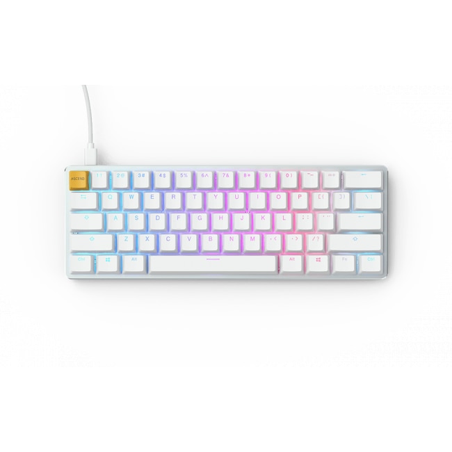 Fotografie Tastatura mecanica Glorious White Ice GMMK RGB Compact, Gateron Brown US Layout