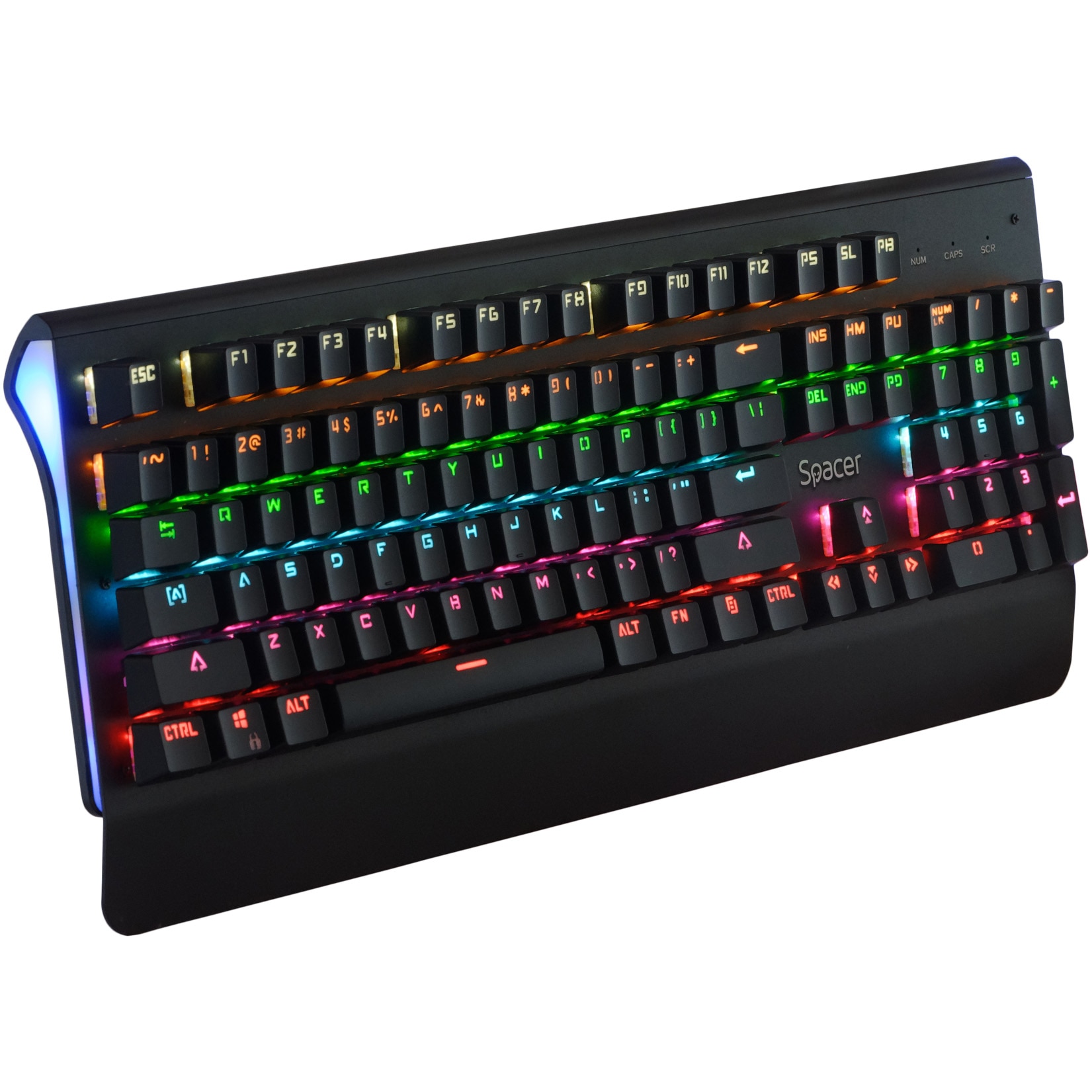 Fotografie Tastatura mecanica Spacer, Switch blue, Iluminare RGB, Negru