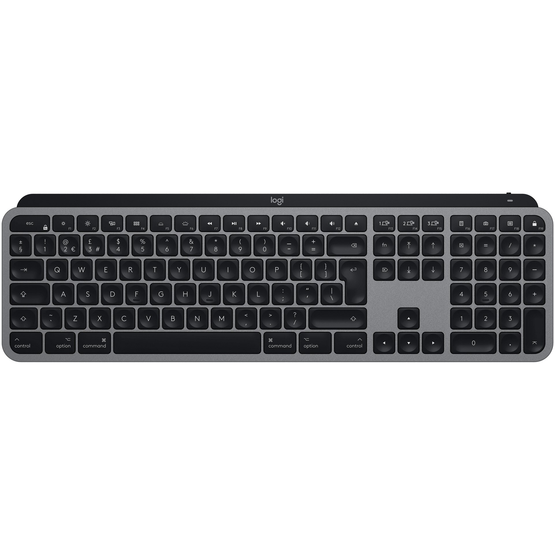 Fotografie Tastatura wireless Logitech MX Keys for Mac, Bluetooth, Multidevice, compatibila MacOS & iOS, US INTL layout, Space Grey