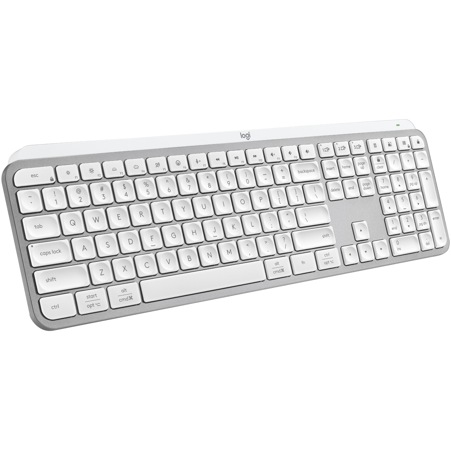 Fotografie Tastatura wireless Logitech MX Keys S, Iluminare, 2.4GHz&Bluetooth,USB-C, US INTL layout, Pale Grey