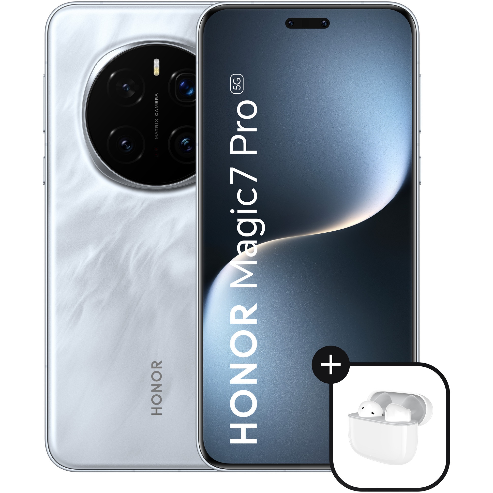 Fotografie Telefon mobil HONOR Magic 7 Pro, Dual SIM, 12GB RAM, 512GB, Lunar Shadow Grey + Casti HONOR Choice Earbuds X7e Active