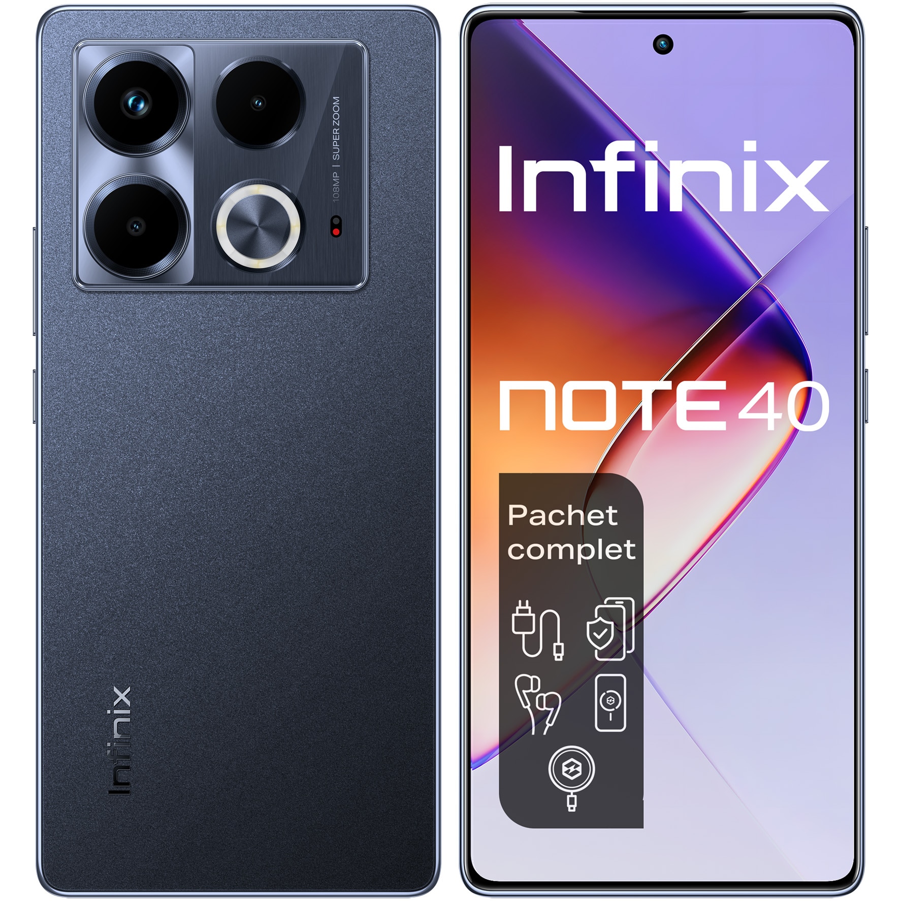Fotografie Telefon mobil Infinix NOTE 40, 8GB RAM, 256GB, 4G, Obsidian Black